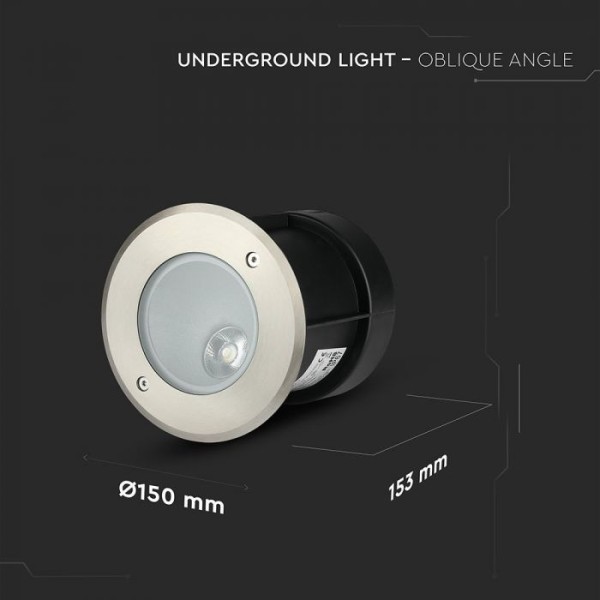 V tac grondspot rvs rond 8 watt 4000k oblique 20 i 6