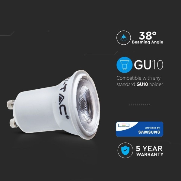 V tac gu10 led lamp 2 watt 6500k samsung chip verv 2