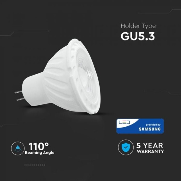 V tac gu53 mr16 led spot 65 watt 12v dc 450lm warm 3