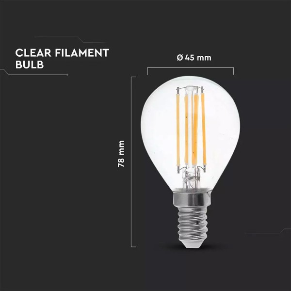 V tac led filament lamp e14 fitting 6 watt 800lm p 2