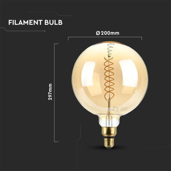 V tac led filament lamp xxl loiza 8 watt gloeidraa 5