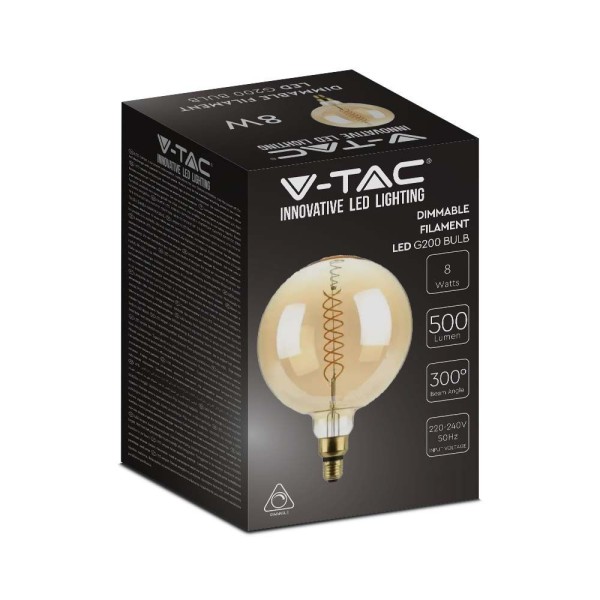 V tac led filament lamp xxl loiza 8 watt gloeidraa 6