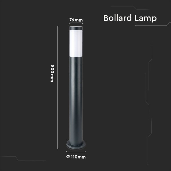 V tac led sokkellamp dally l antraciet e27 fitting 5