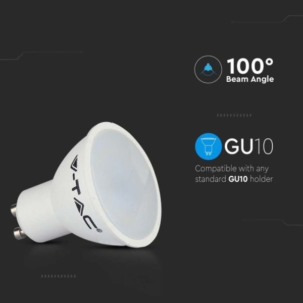 V tac set van 10 gu10 led lampen 45 watt 400 lumen 6