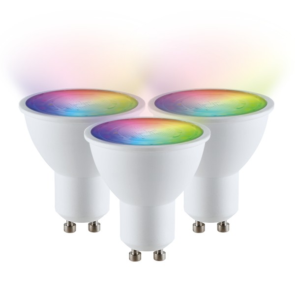 V tac set van 3 gu10 smart led rgbww wifi 45 watt