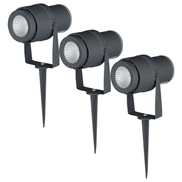 V tac set van 3 led aluminium prikspots 12 watt 72