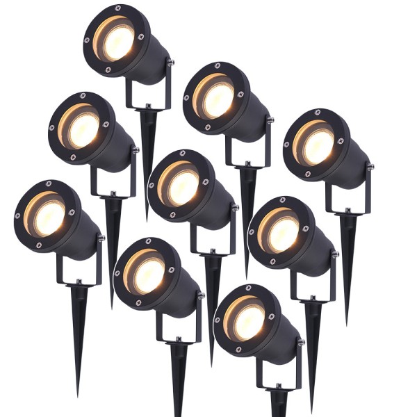 V tac set van 9 led prikspots 2700k warm wit kante