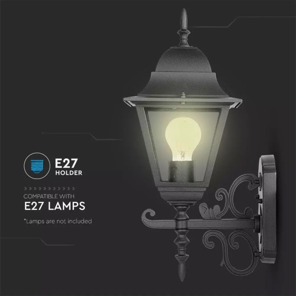 V tac traditioneel klassieke wandlamp xl zwart ges 5