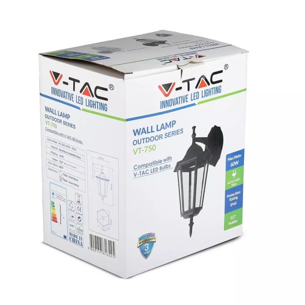 V tac traditioneel klassieke wandlamp zwart hangen 5