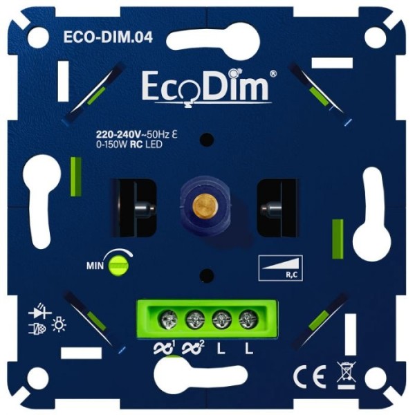 ecodim led dimmer 0 150 watt druk draaiknop fase a