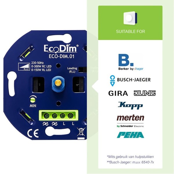 ecodim led dimmer 0 300 watt fase aan en afsnijdin 7