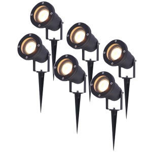 HOFTRONIC 6x LED Prikspot zwart Sydney aluminium 5W 2700K IP65 Voor buitengebruik