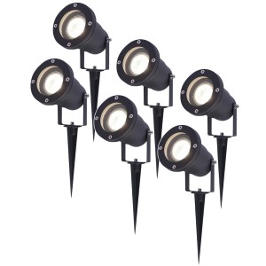 HOFTRONIC 6x LED Prikspot zwart Sydney aluminium 5W 4000K IP65 Voor buitengebruik