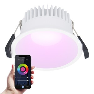 HOFTRONIC SMART Finn Smart LED inbouwspot – 10 Watt – Plafondspot – RGBWW – WiFi + Bluetooth – 630 Lumen – Binnen & buiten – Verzonken spot – Amazon Alexa + Google Assist – Wit