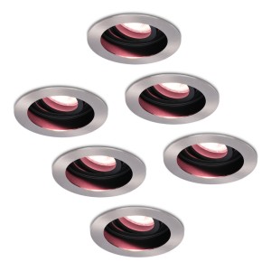 Hofronic Set van 6 stuks smart WiFi LED inbouwspots Mesa RGBWW kantelbaar RVS IP20