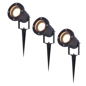 V-TAC Set van 3 LED Prikspots – 2700K Warm wit – Kantelbaar – IP44 Vochtbestendig – Aluminium – Tuinspot – Geschikt voor in de tuin – Zwart – 3 jaar garantie