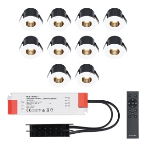 HOFTRONIC 10x Betty witte LED Inbouwspots complete set – Dimbaar – 12V – 3 Watt – Veranda verlichting – voor binnen en buiten – 2700K warm wit