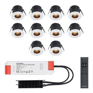 HOFTRONIC 10x Olivia – Mini 12V LED inbouwspot wit met trafo – Verzonken – 3 Watt – Dimbaar – IP44 waterdicht voor buiten – 2700K Warm wit – Lage inbouwdiepte 36mm – Voor veranda, badkamer, carport en binnenruimtes