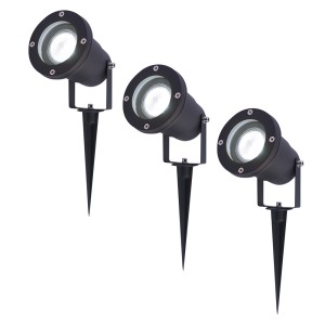 HOFTRONIC 3x LED Prikspot zwart Sydney aluminium 5W 6000K IP65 Voor buitengebruik