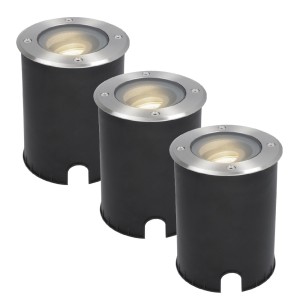 HOFTRONIC 3x Lilly dimbare LED Grondspot – Kantelbaar – Overrijdbaar – Rond – RVS – 4000K – 5 Watt – IP67 waterdicht – 3 jaar garantie