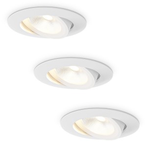 HOFTRONIC 3x Lugo LED Inbouwspots – Wit – Dimbaar – 5 Watt 450 Lumen – 2700K Warm Wit Licht – Kantelbaar – IP65 – Voor Binnen & Buiten