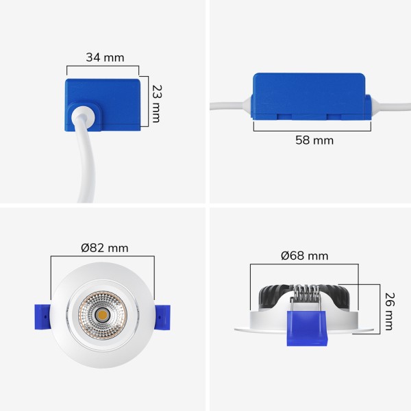 hoftronic 3x lugo led inbouwspots wit dimbaar 5 wa 6