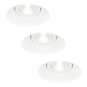 HOFTRONIC 3x Lugo LED – Trimless Spots – Inbouwspot Wit – Dimbaar – 5 Watt 450 Lumen – 2700K Warm Wit Licht – Kantelbaar – IP65 – Voor Binnen & Buiten