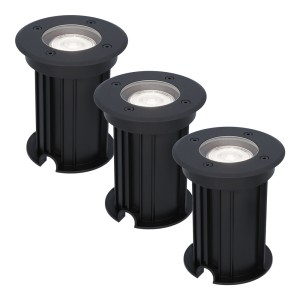 HOFTRONIC 3x Maisy dimbare LED grondspot – Rond – Zwart – 6000K Daglicht wit – 5 Watt – IP67 straal waterdicht – 3 jaar garantie