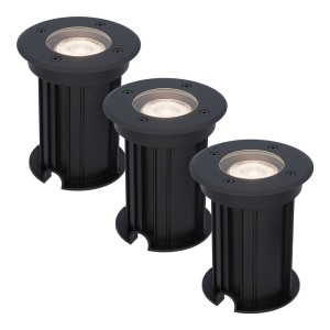 HOFTRONIC 3x Maisy dimbare LED grondspot – Rond – Zwart – 4000K neutraal wit – 5 Watt – IP67 straal waterdicht – 3 jaar garantie