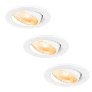 HOFTRONIC 3x Malta – LED inbouwspots badkamer – wit – IP44 – 5W – 1800-2700K dim to warm – dimbaar – 5 jaar garantie