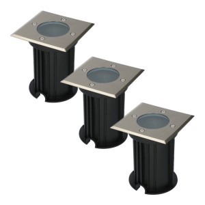 HOFTRONIC 3x Ramsay dimbare LED Grondspot Vierkant RVS excl. lichtbron IP67 straal waterdicht 3 jaar garantie