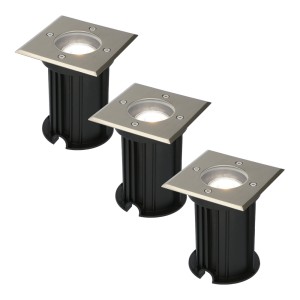 HOFTRONIC 3x Ramsay dimbare LED grondspot – Vierkant – RVS – 6000K daglicht wit – 5 Watt – IP67 straal waterdicht – 3 jaar garantie