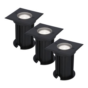 HOFTRONIC 3x Ramsay dimbare LED grondspot – Vierkant – Zwart – 6000K daglicht wit – 5 Watt – IP67 straal waterdicht – 3 jaar garantie