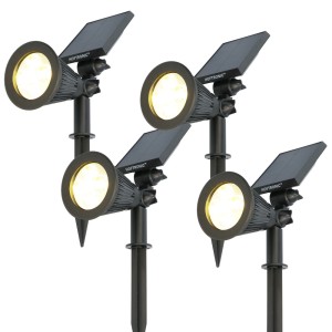 HOFTRONIC 4x Solar LED Tuinspot Bend PIR met bewegingssensor 3000K warm wit Prikspot