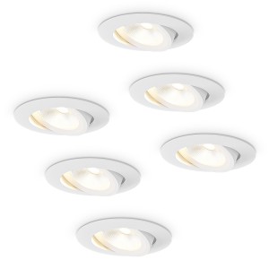 HOFTRONIC 6x Lugo LED Inbouwspots – Wit – Dimbaar – 5 Watt 450 Lumen – 2700K Warm Wit Licht – Kantelbaar – IP65 – Voor Binnen & Buiten