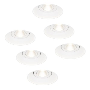 HOFTRONIC 6x Lugo LED – Trimless Spots – Inbouwspot Wit – Dimbaar – 5 Watt 450 Lumen – 2700K Warm Wit Licht – Kantelbaar – IP65 – Voor Binnen & Buiten