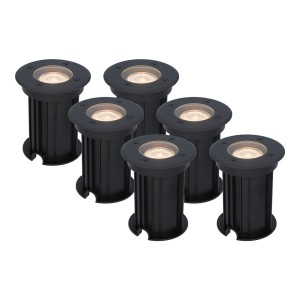 HOFTRONIC 6x Maisy dimbare LED grondspot – Rond – Zwart – 2700K warm wit – 5 Watt – IP67 straal waterdicht – 3 jaar garantie