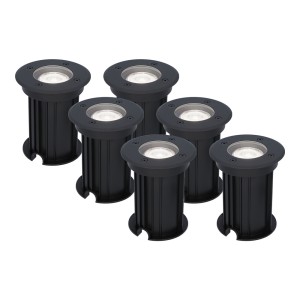 HOFTRONIC 6x Maisy dimbare LED grondspot – Rond – Zwart – 6000K daglicht wit – 5 Watt – IP67 straal waterdicht – 3 jaar garantie