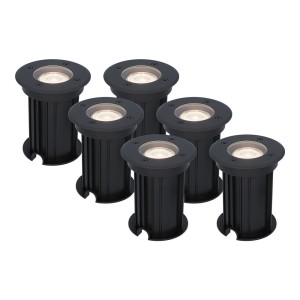 HOFTRONIC 6x Maisy dimbare LED grondspot – Rond – Zwart – 4000K warm wit – 5 Watt – IP67 straal waterdicht – 3 jaar garantie