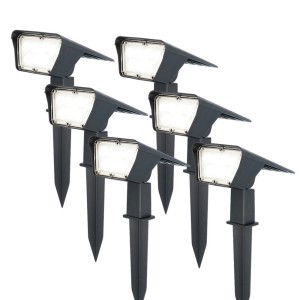 HOFTRONIC 6x Odessa LED Solar Tuinspot Prikspot 6000K daglicht wit IP65 waterdicht