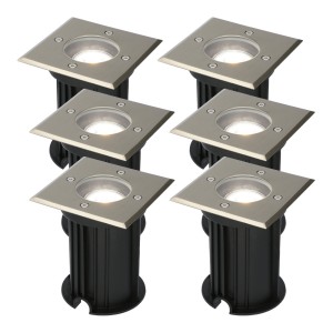 HOFTRONIC 6x Ramsay dimbare LED grondspot – Vierkant- RVS – 6000K daglicht wit – 5 Watt – IP67 straal waterdicht – 3 jaar garantie