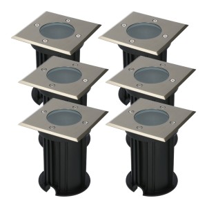 HOFTRONIC 6x Ramsay dimbare LED Grondspot Vierkant RVS excl. lichtbron IP67 straal waterdicht 3 jaar garantie