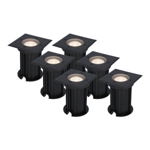 HOFTRONIC 6x Ramsay dimbare LED grondspot – Vierkant – Zwart – 4000K neutraal wit – 5 Watt – IP67 straal waterdicht – 3 jaar garantie