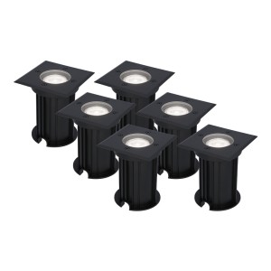 HOFTRONIC 6x Ramsay dimbare LED grondspot – Vierkant – Zwart – 6000K daglicht wit – 5 Watt – IP67 straal waterdicht – 3 jaar garantie