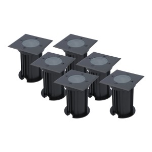 HOFTRONIC 6x Ramsay dimbare LED grondspot – Vierkant – Zwart – ex. GU10 – IP67 straal waterdicht – 3 jaar garantie