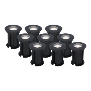 HOFTRONIC 9x Maisy dimbare LED grondspot – Rond – Zwart – 6000K daglicht wit – 5 Watt – IP67 straal waterdicht – 3 jaar garantie