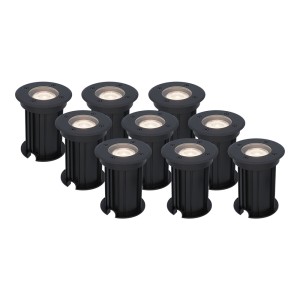 HOFTRONIC 9x Maisy dimbare LED grondspot – Rond – Zwart – 4000K neutraal wit – 5 Watt – IP67 straal waterdicht – 3 jaar garantie