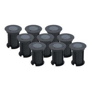 HOFTRONIC 9x Maisy dimbare LED grondspot – Rond – Zwart – ex. GU10 – IP67 straal waterdicht – 3 jaar garantie