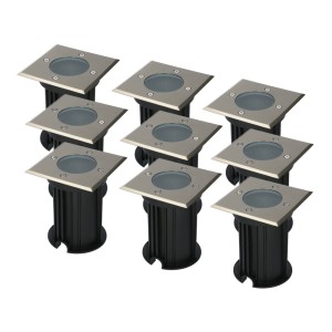 HOFTRONIC 9x Ramsay dimbare LED Grondspot Vierkant RVS excl. lichtbron IP67 straal waterdicht 3 jaar garantie