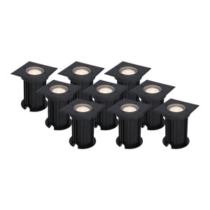 HOFTRONIC 9x Ramsay dimbare LED grondspot – Vierkant – Zwart – 4000K neutraal wit – 5 Watt – IP67 straal waterdicht – 3 jaar garantie